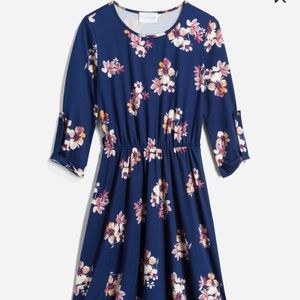 French Grey Murphy Brushed Knit Dress size L blue floral